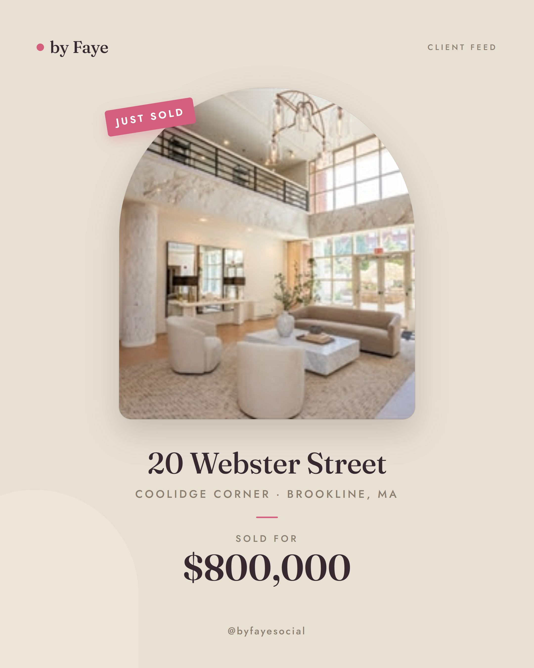 Just Sold post for 20 Webster Street, Coolidge Corner
